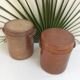 Old stoneware pot with lid