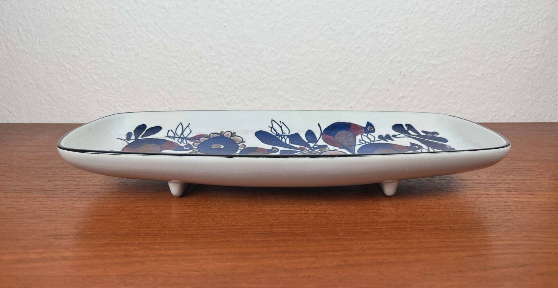 Mid-Century Modern Danish Porcelain Tenera Bowl with Bird Design by Kari Christensen for Aluminia Royal Copenhagen, 1960s