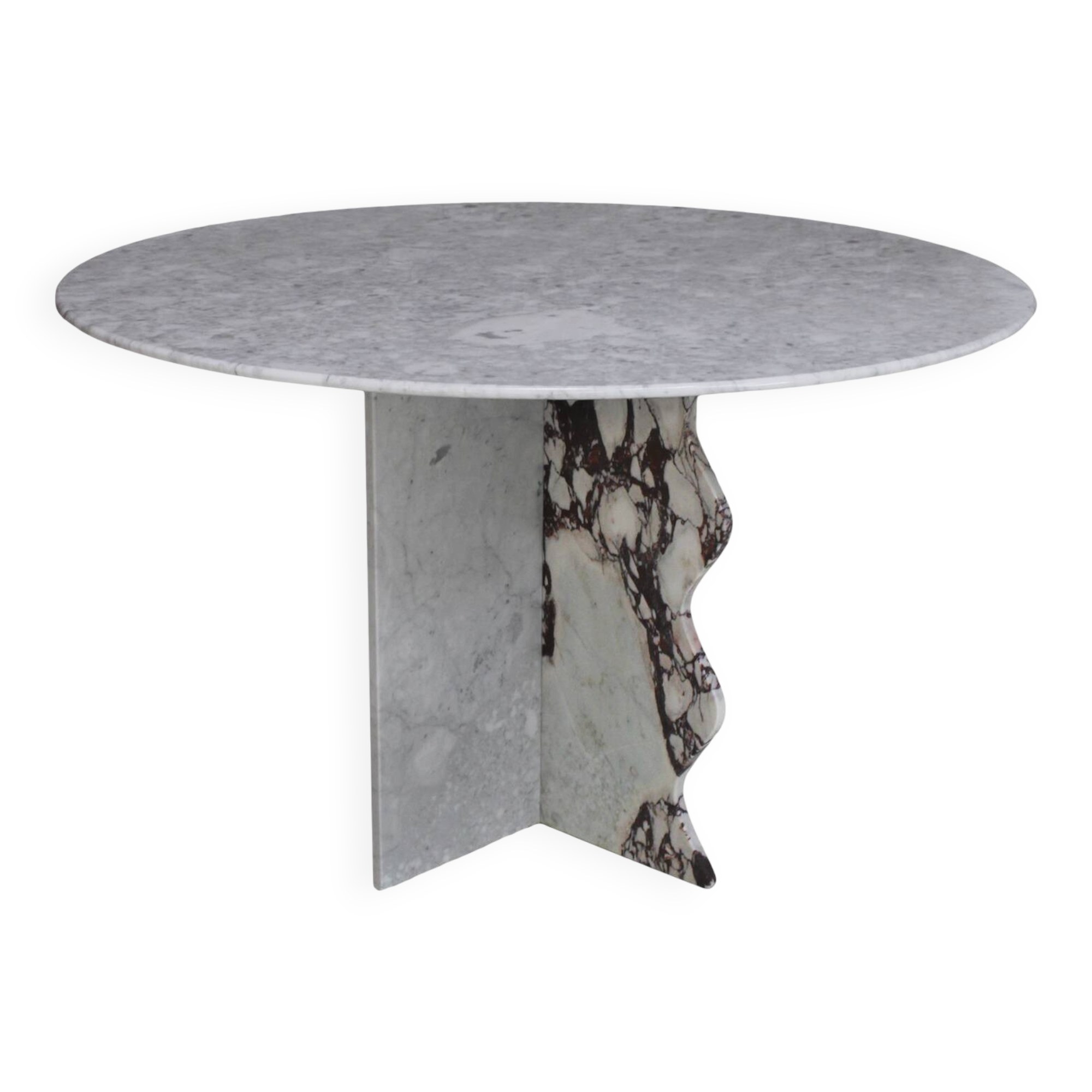 Contemporary Calacatta and Carrara Marble Round Table Designed by L.A. Stud