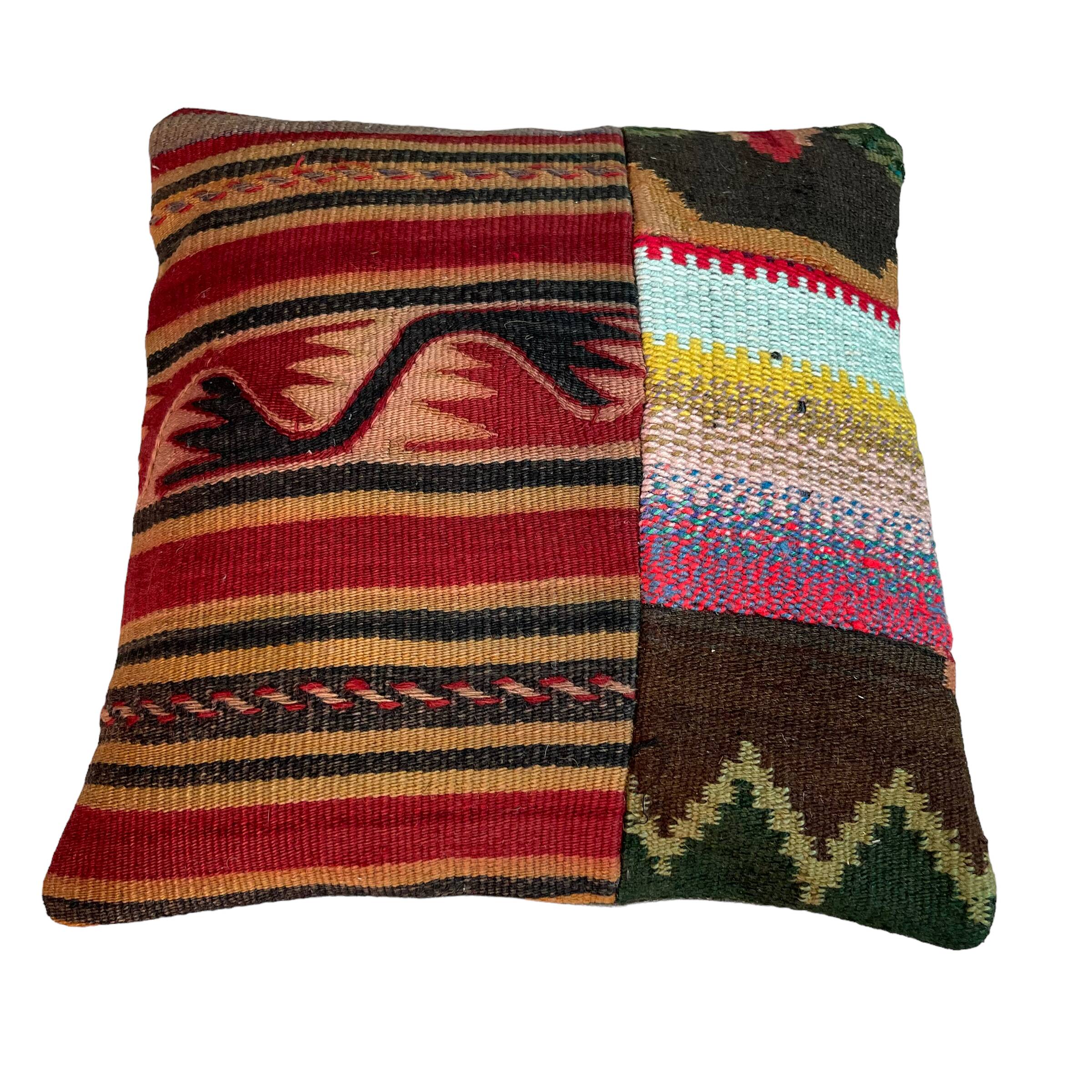 Turkish kilim patchwork cushion cover