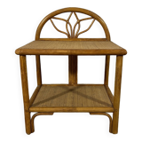 Wicker and bamboo bedside table