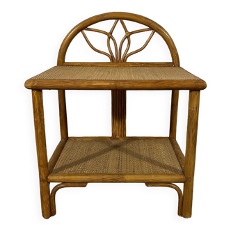Wicker and bamboo bedside table