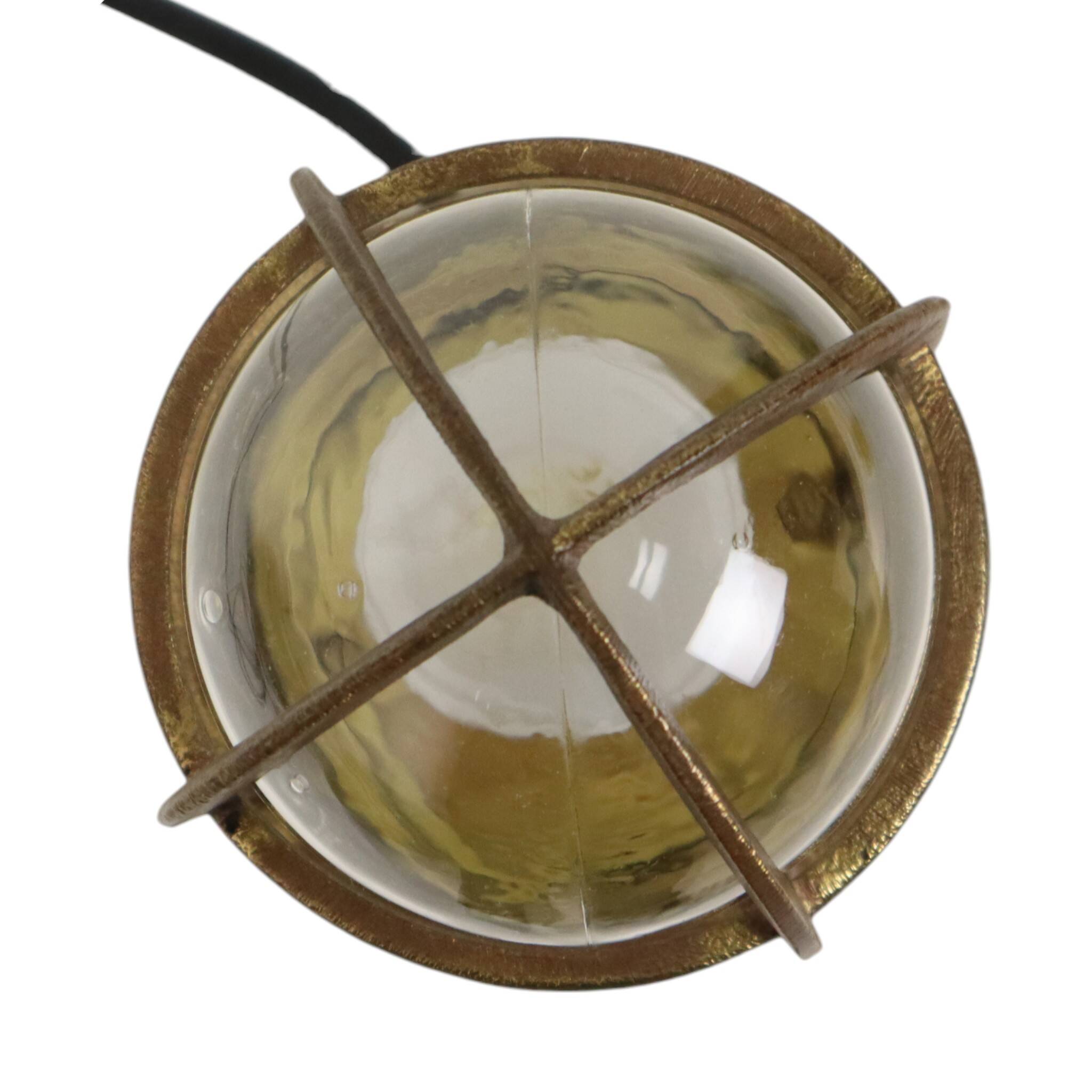 Old Industrial Brass Ship's Lamp Cage Lamp Rotterdam