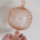 Drageoir or sugar bowl in pink molded glass, rosaline