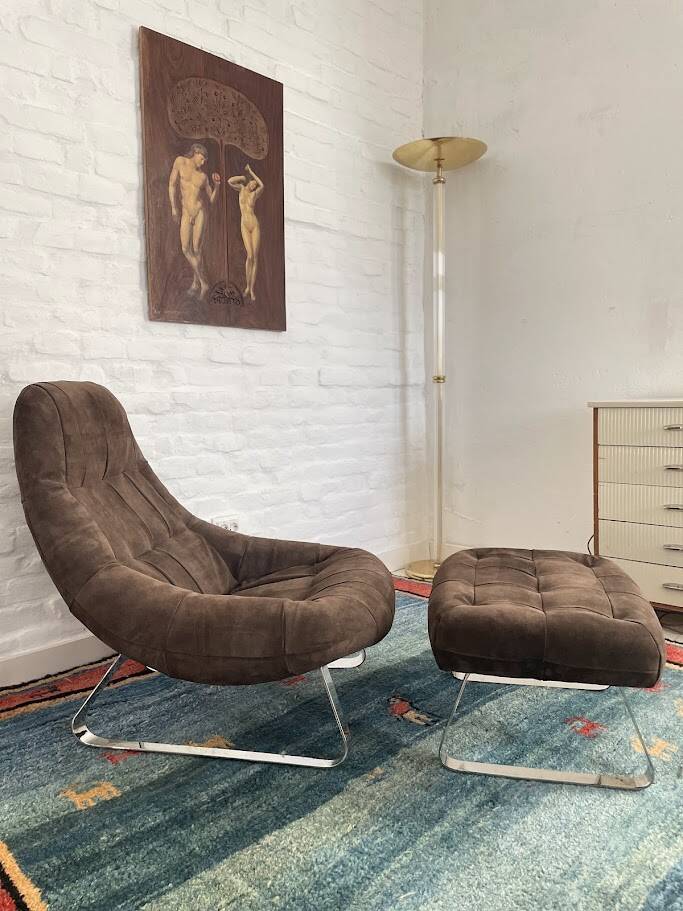 Chaise et ottoman Earth par Percival Lafer, années 1970, Brésil.
