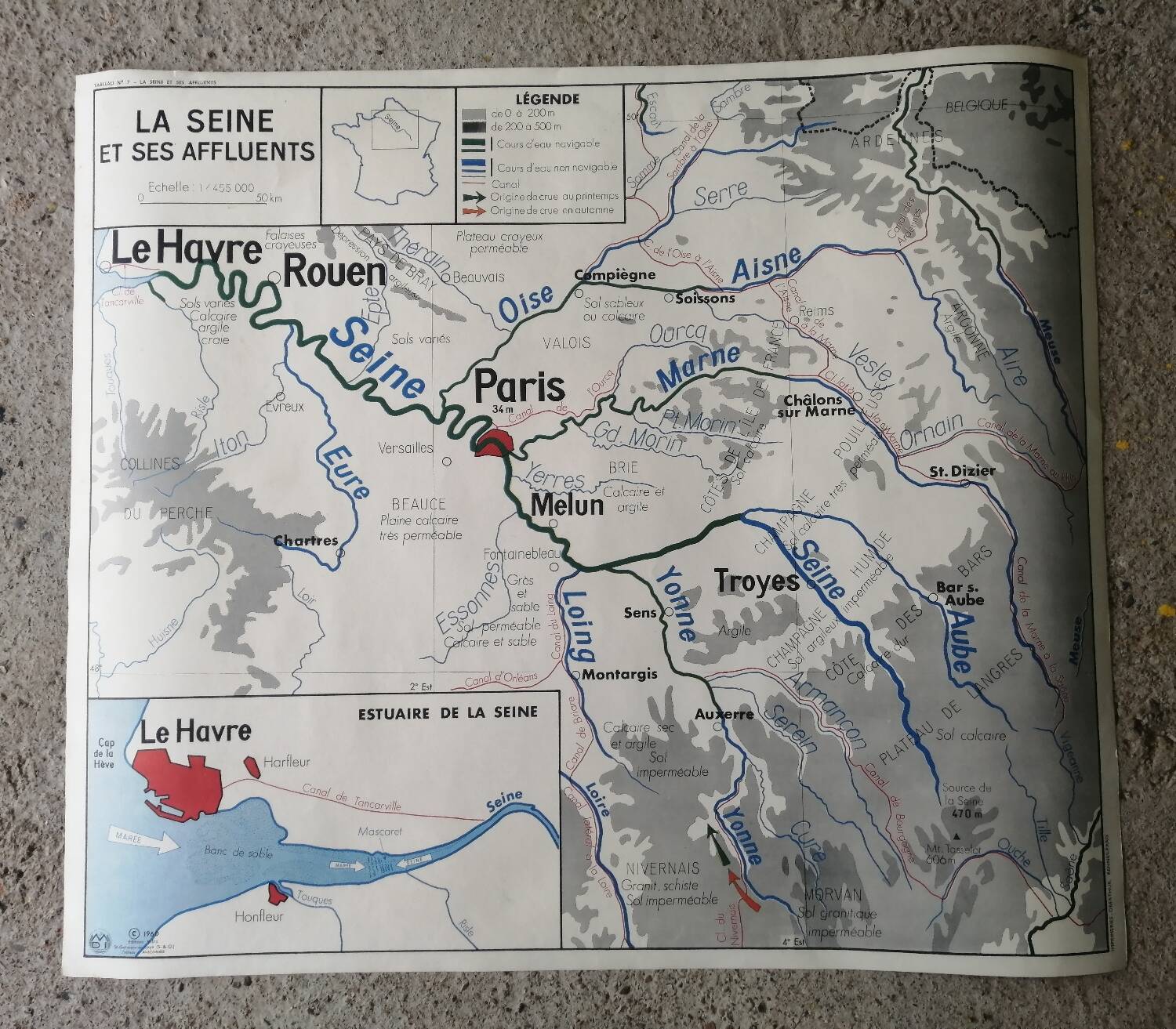 Carte scolaire vintage mdi FRANCE La Seine
