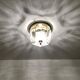 1 of 2 Large Brass and Floral Ice Glass Flush Light by Glashütte Limburg
