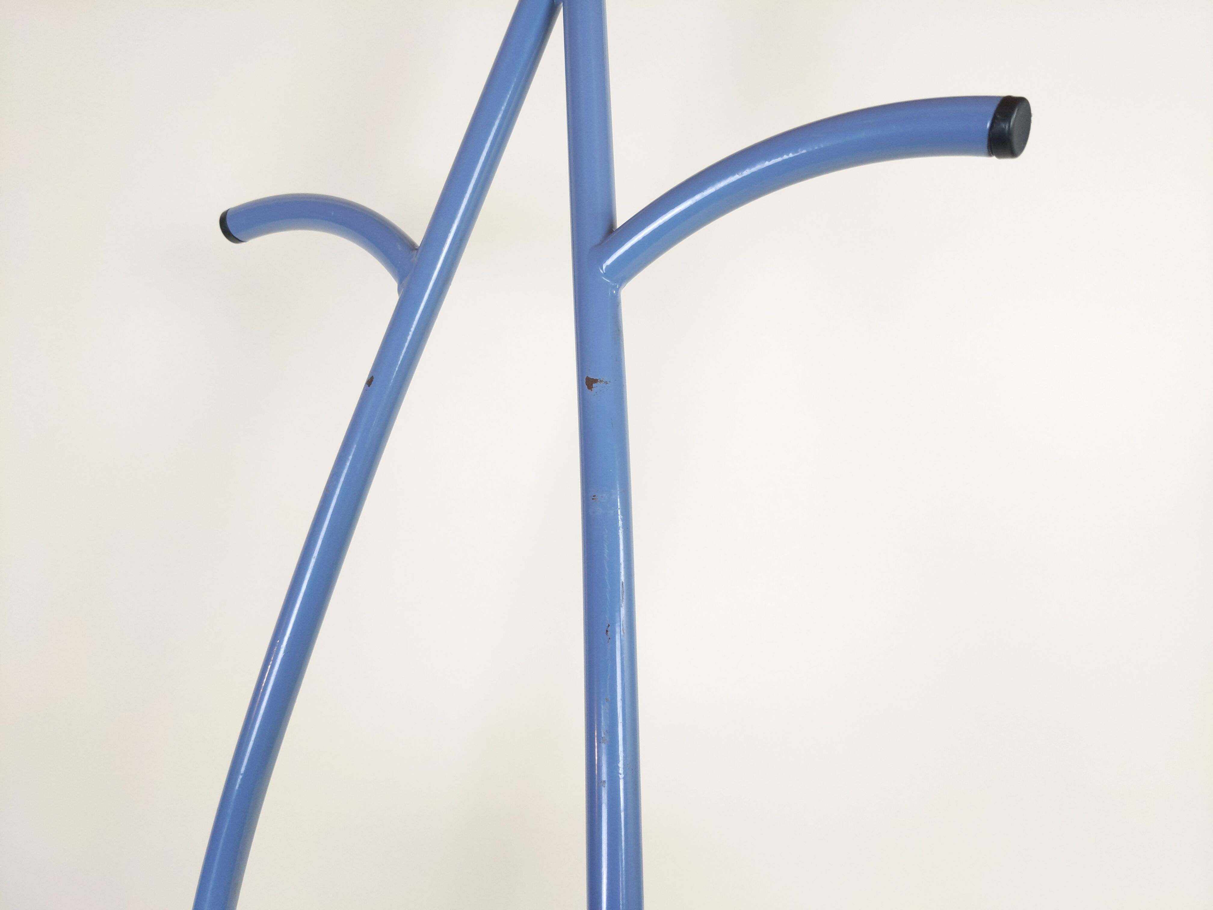 Postmodern memphis style blue enamel pointed chair