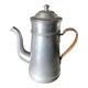 Old aluminum coffee maker, woven wicker handle