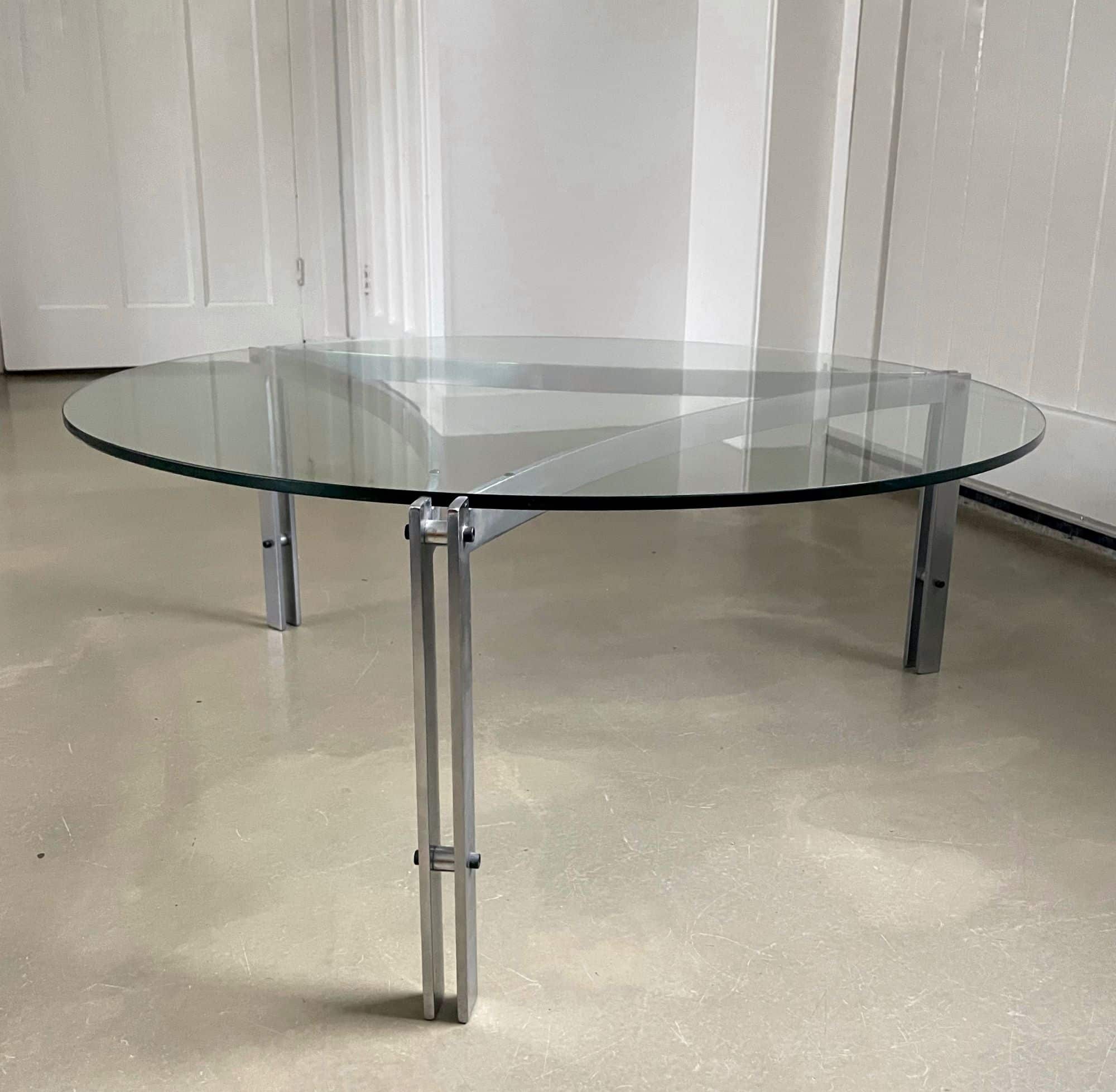 Solid steel and glass coffee table, 1960s