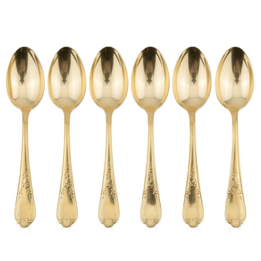 Set of 6 vintage gold-plated tea spoons in the French Louis style