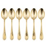 Set of 6 vintage gold-plated tea spoons in the French Louis style