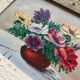 Painting framed bouquet of anemones signed