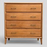 Vintage chest of drawers with compass feet, oak, original patina, 1950s