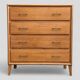 Vintage chest of drawers with compass feet, oak, original patina, 1950s