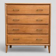 Vintage chest of drawers with compass feet, oak, original patina, 1950s