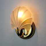 Shell wall lamp, opaque glass, italy, 1980