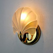 Shell wall lamp, opaque glass, italy, 1980
