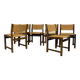 Chaises rustiques modernistes en bois et corde de papier, années 1970, lot de 6