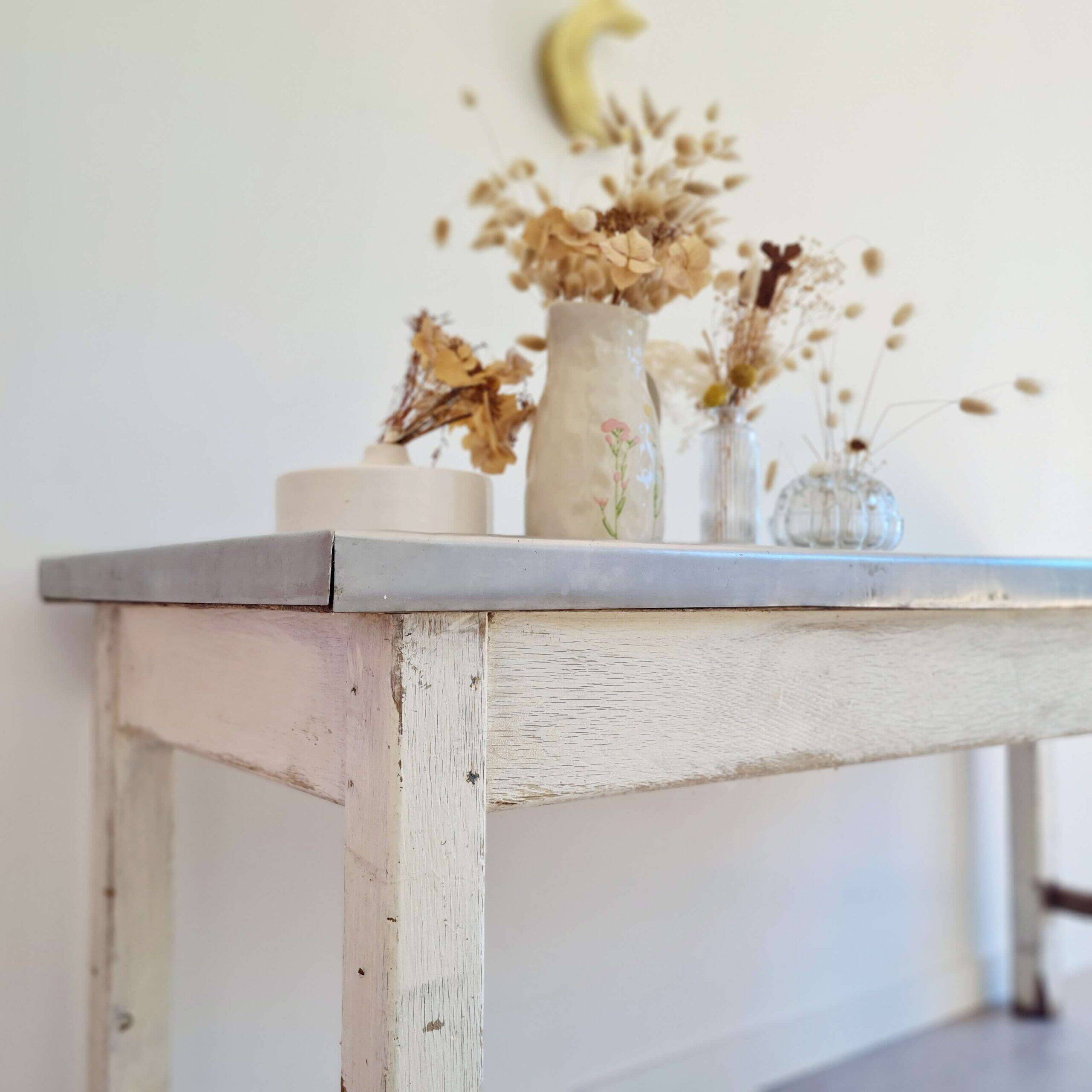 Wood and zinc work table