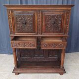 Renaissance oak carved buffet cabinet