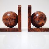 Art Deco Bookends in Solid Polished Burl Wood