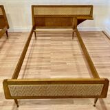 Paire de lits rotin design 1950