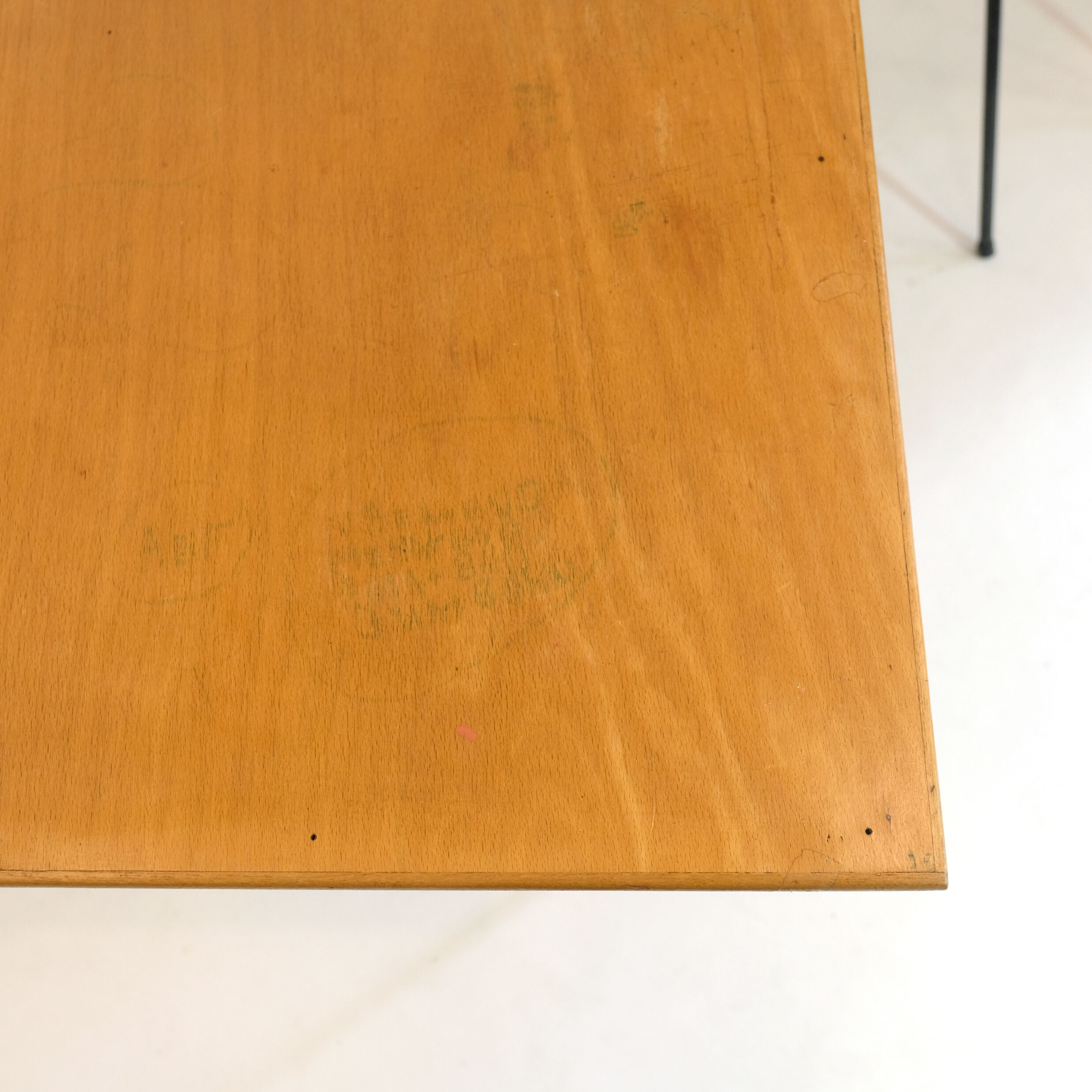 Wooden school desk and chair