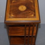 Edwardian revolving library in burl walnut with Sheraton inlay circa 1900