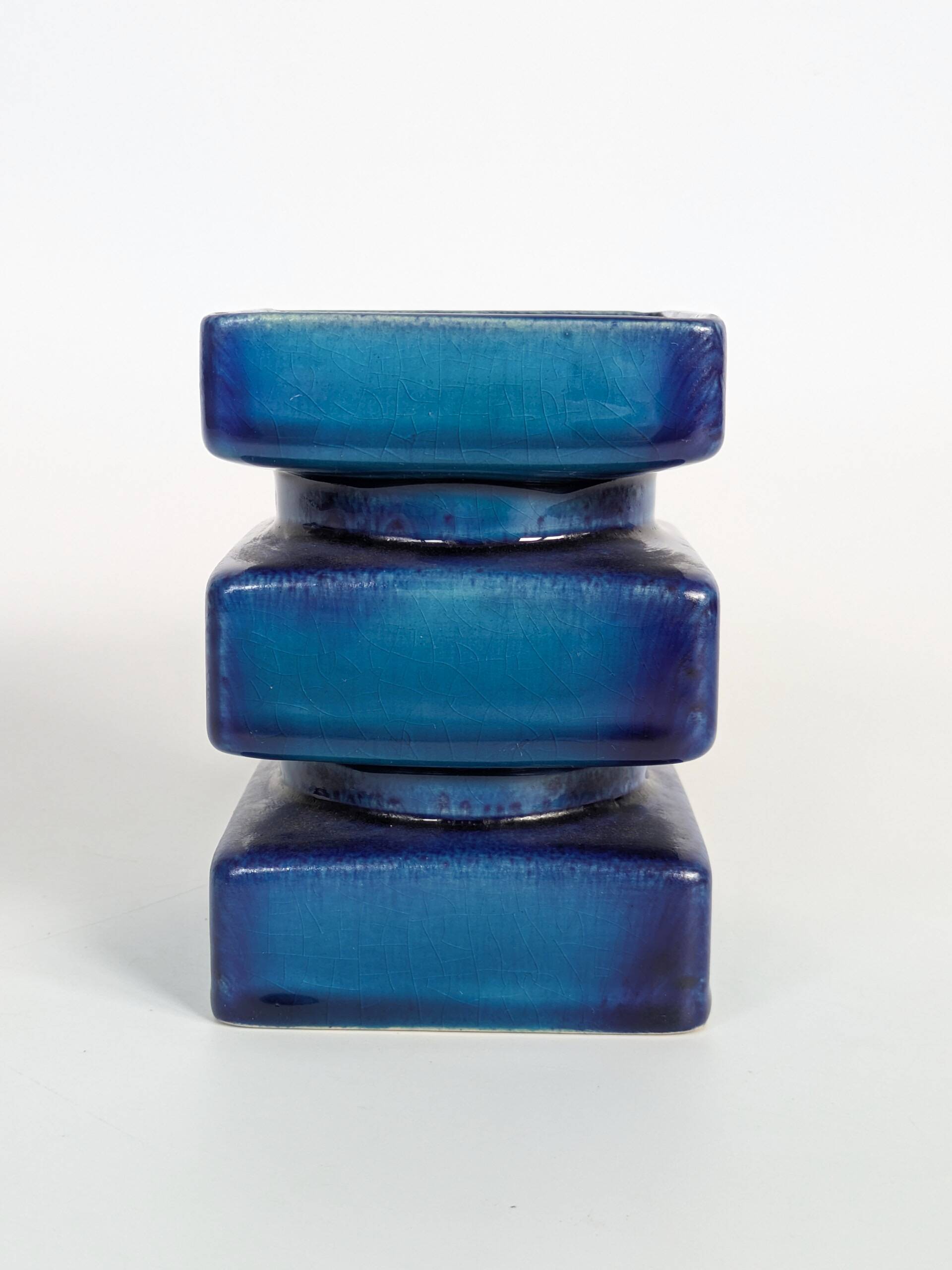 Cari Zalloni vase for Steuler, model 5101, Blue Space Age Ceramic