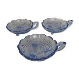 Set of 3 blue glass cups