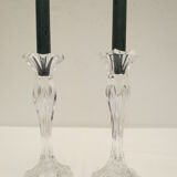 Paire de bougeoirs anciens en cristal