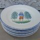 6 flat plates faience St Clément rural décor character