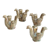 Set de 4 coquetiers " poule " en grès de Jean Lerat, années 60