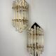 Pair of Venini wall lights, Murano cut glass, circa 1970s, Italy