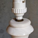 Alabaster table lamp, baluster foot, virgin wool lampshade