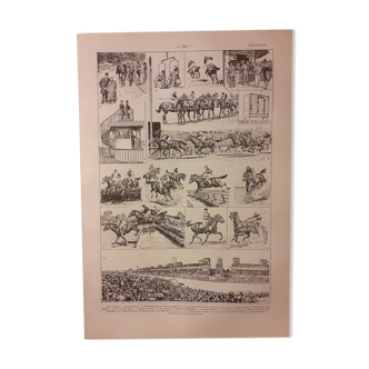 Lithograph on horse racing from 1922