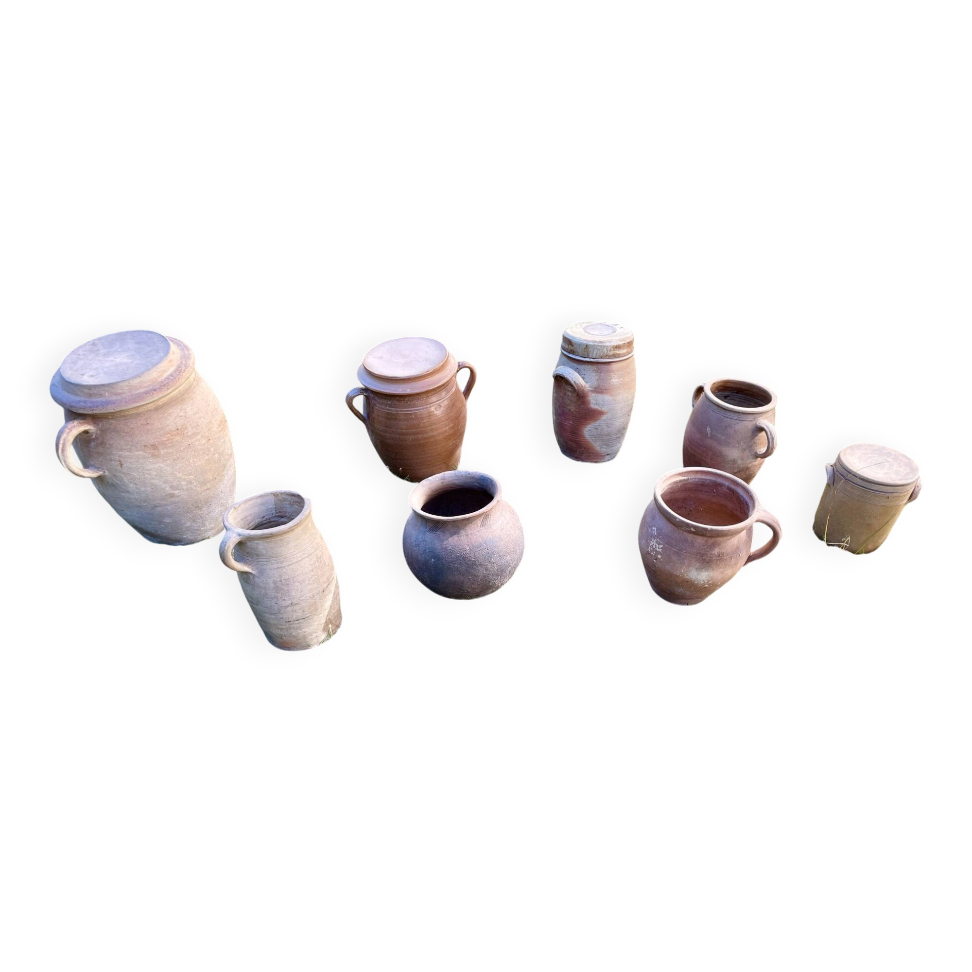 Set of jars, salt cellar, terracotta and stoneware pot