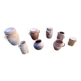 Set of jars, salt cellar, terracotta and stoneware pot