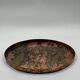 Round patinated copper platter, textured finish