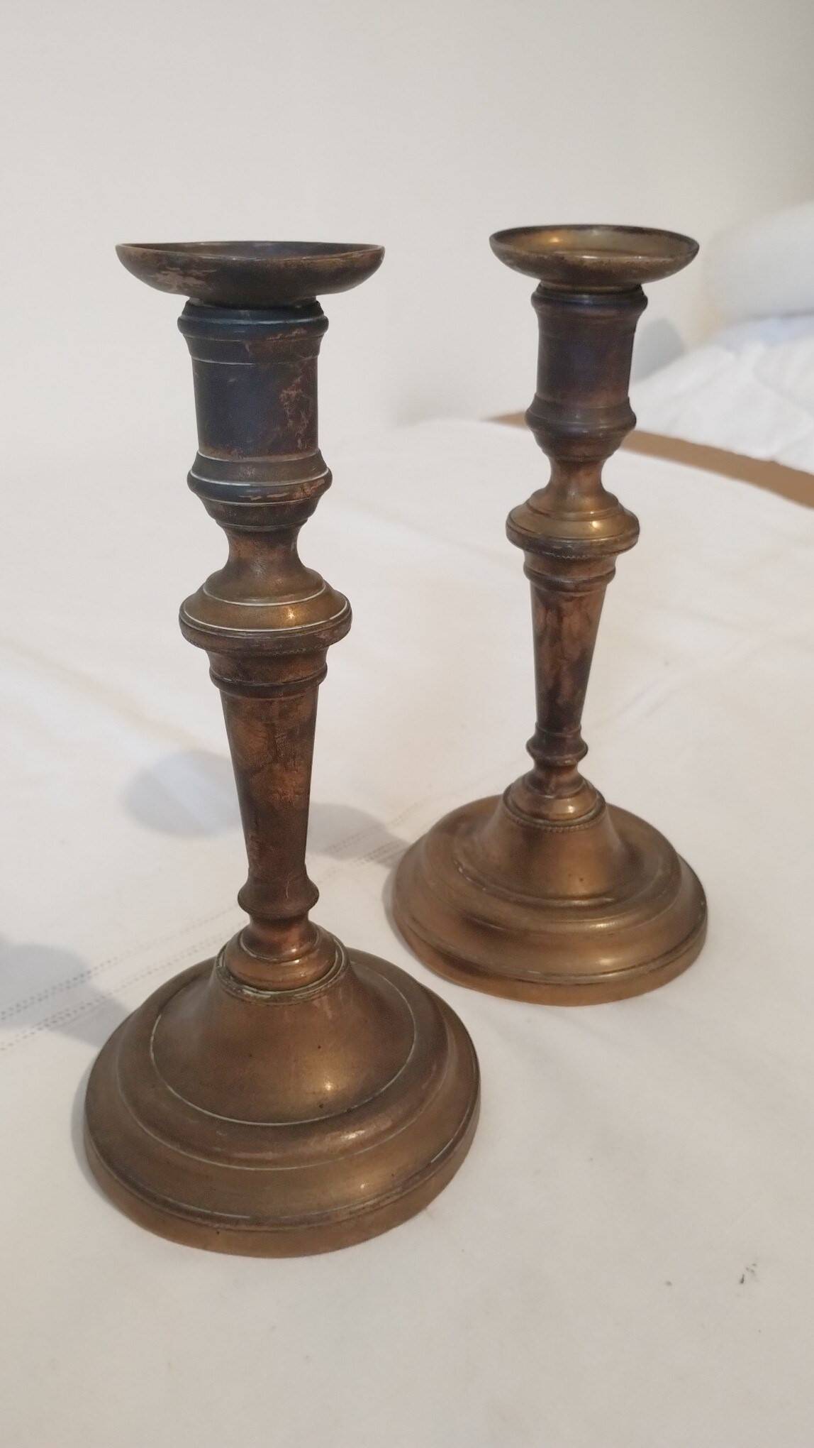 Pair of solid brass candlesticks
