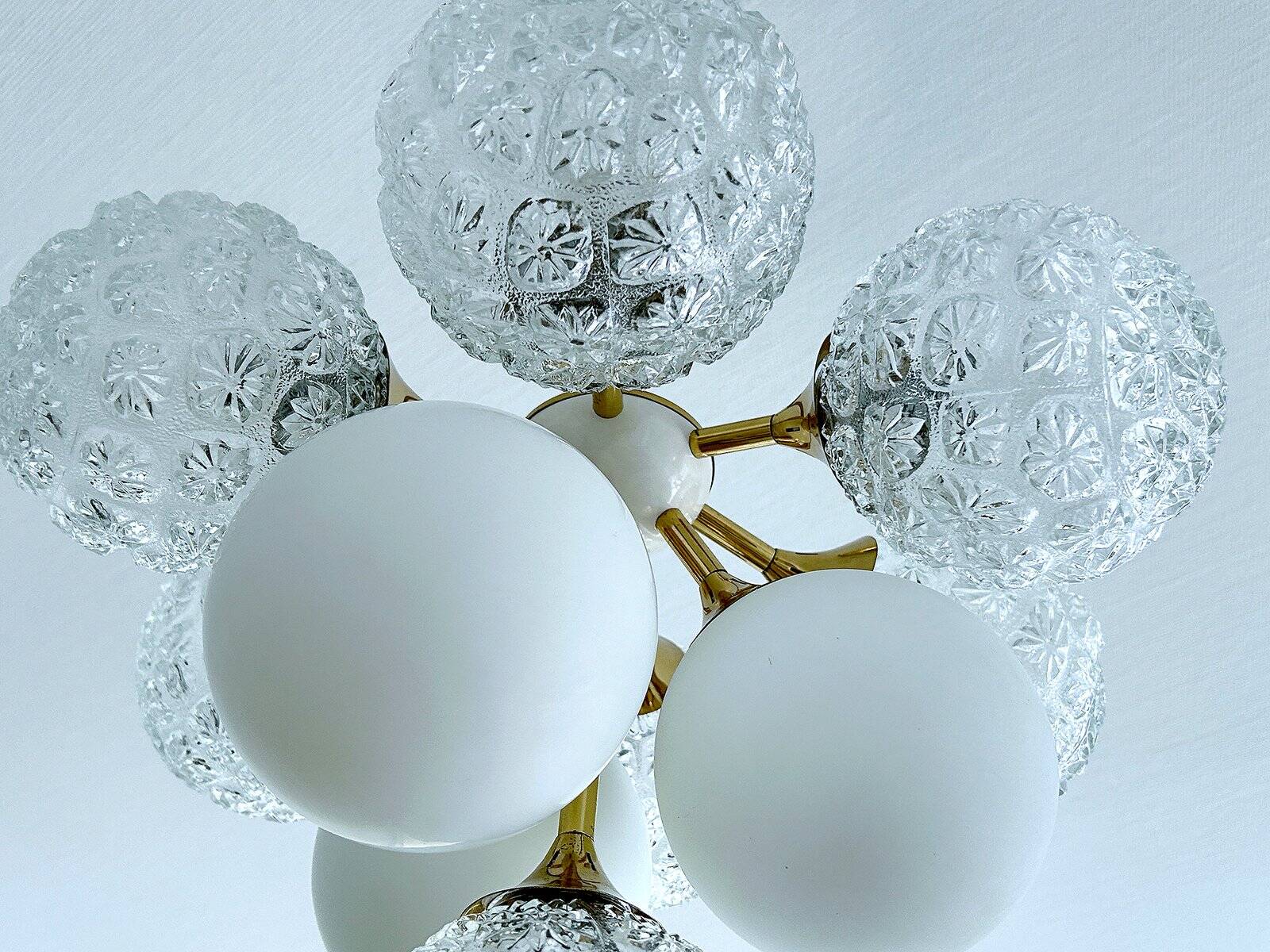 Large  Vintage Glass Pendant Light, 1960s
