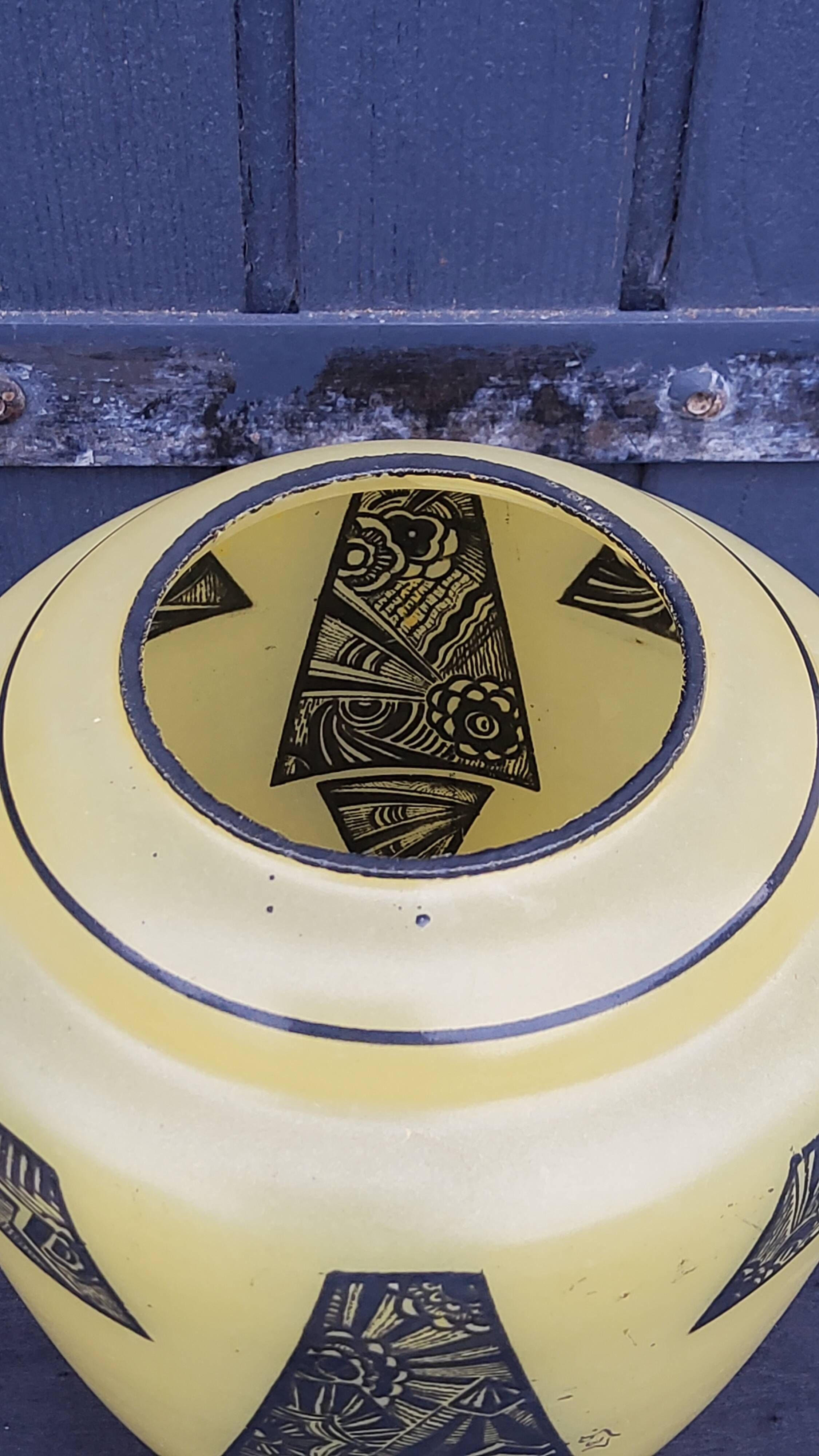 Art deco glass vase signed Legras from the 1930s