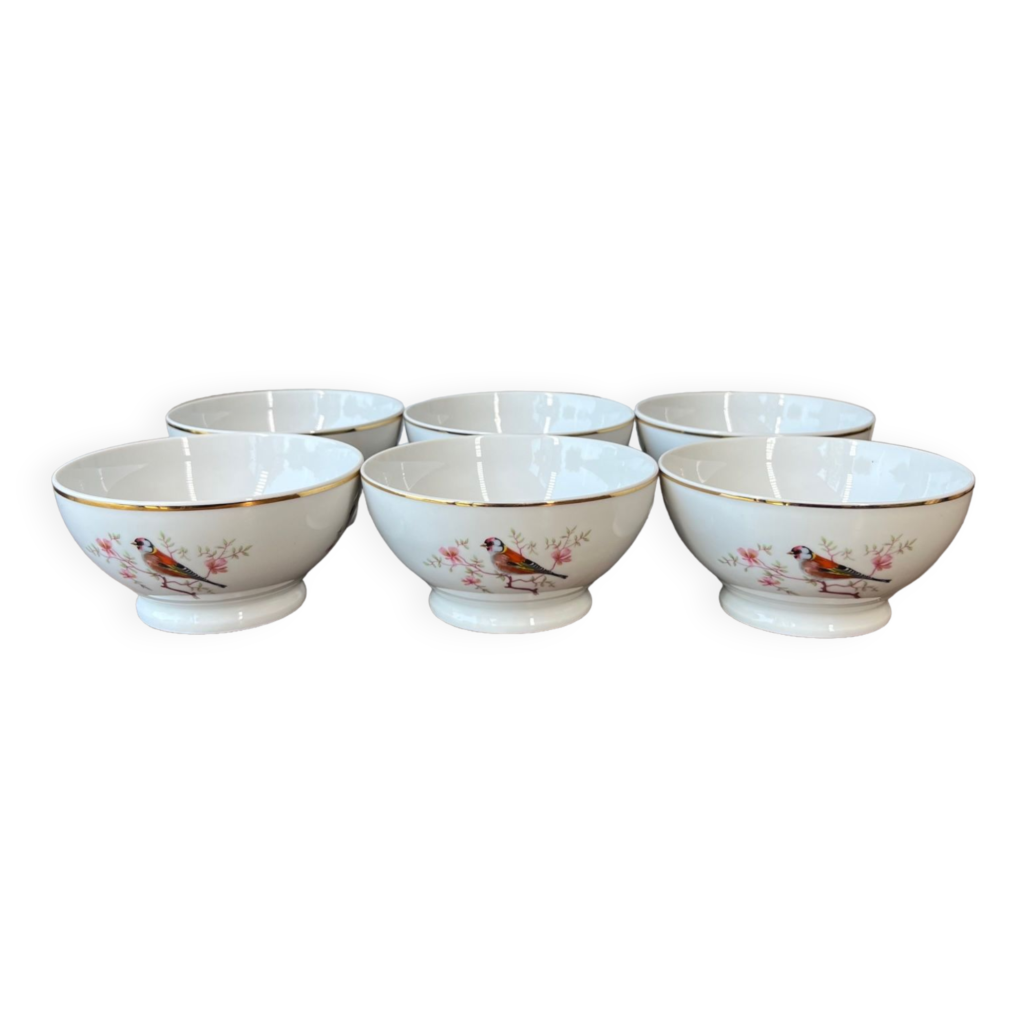 6 porcelain bowls "birds"