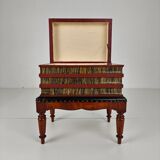 Leather faux book box on painted stand – English, circa 1830