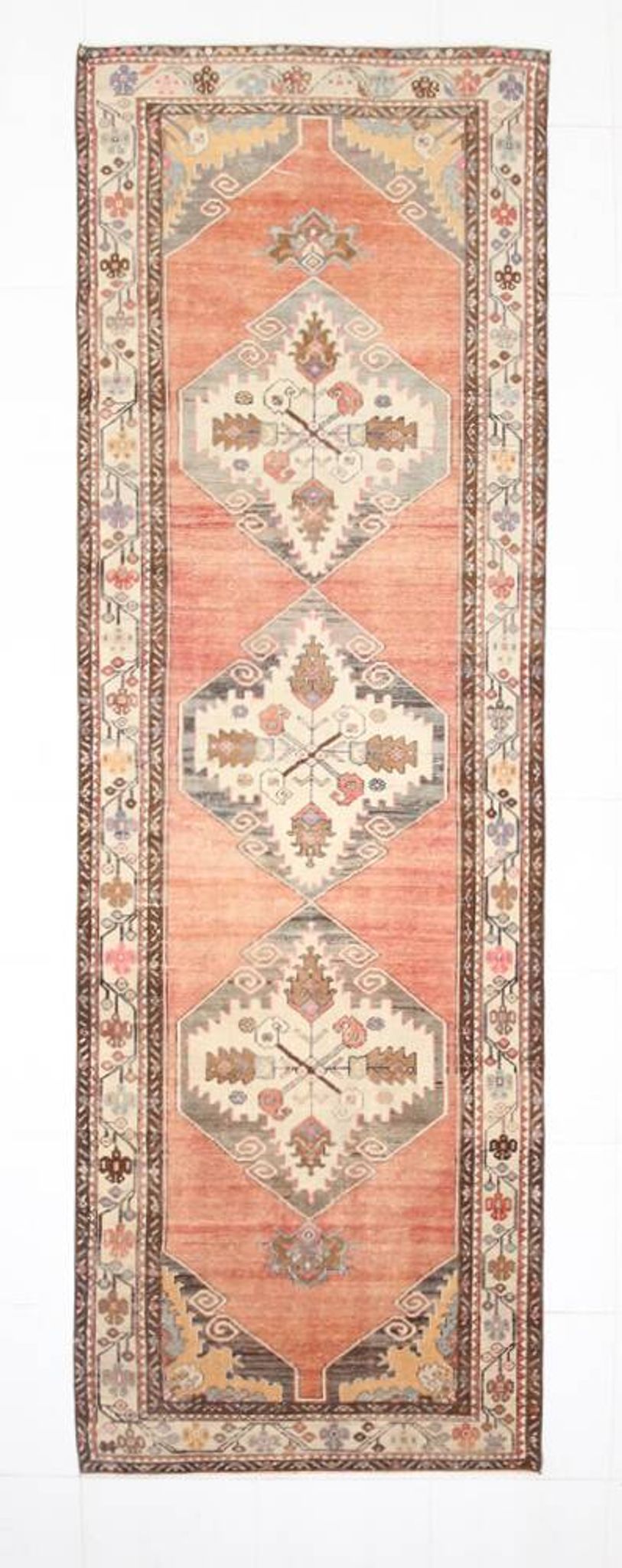 3x11 Red & Brown Persian Runner Rug, 107x336Cm