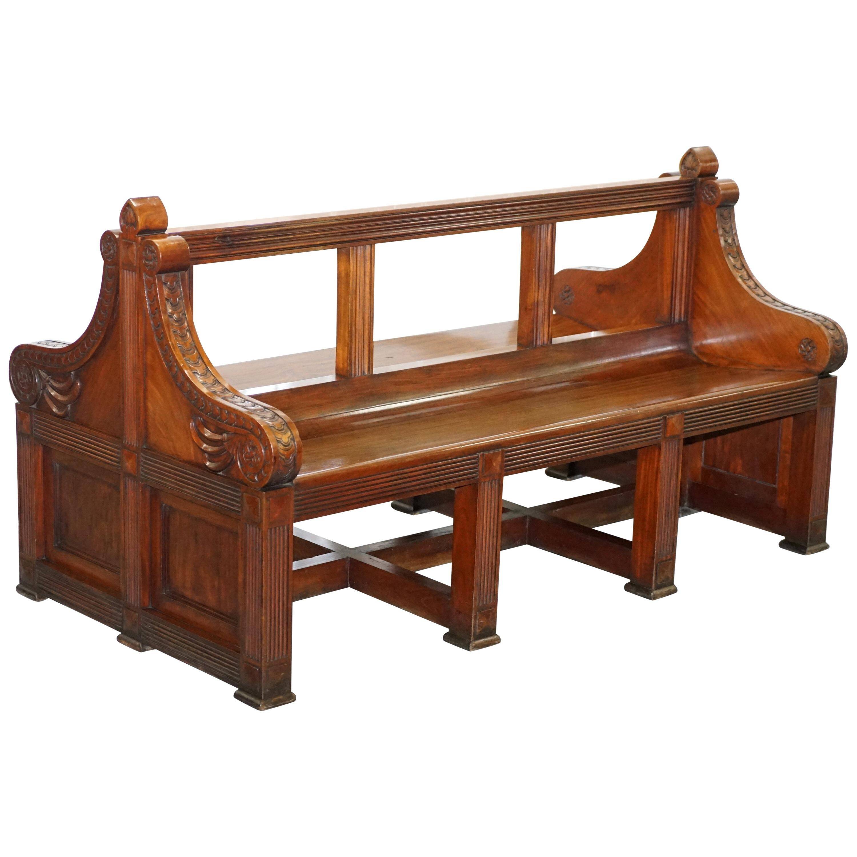 Victorian Double-Faced Carved Walnut Gallery Bench
