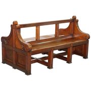 Victorian Double-Faced Carved Walnut Gallery Bench