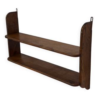 Vintage wooden wall shelve rack bookshelf in dark oak wood minimalist