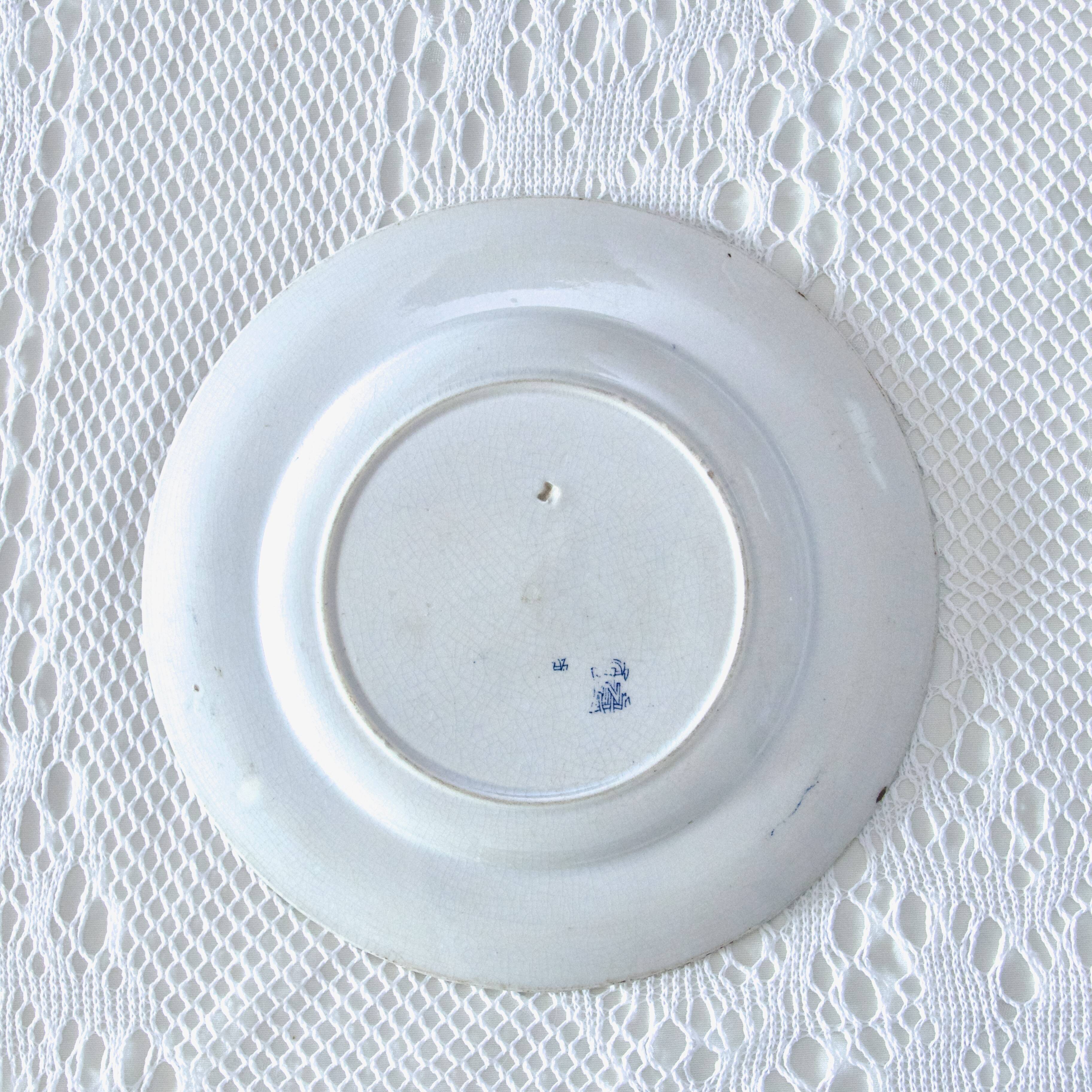 19th century plates Gien iron earth collection with Japanese birds